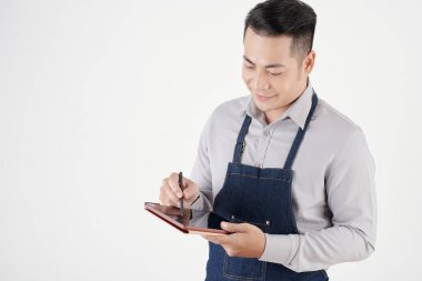 Cafe Owner Checking Online Orders