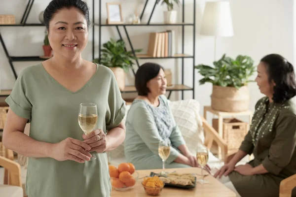 Smiling Senior Woman with Champagne — 图库照片