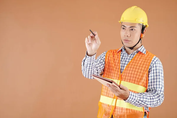 Desenho de Engenheiro de Construção no Ar — Fotografia de Stock