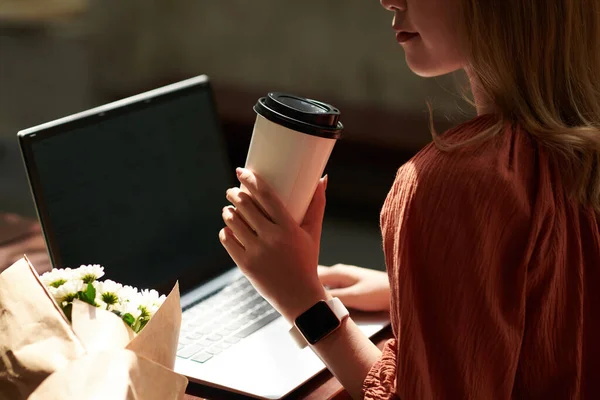 Freelance che lavora su computer portatile — Foto Stock