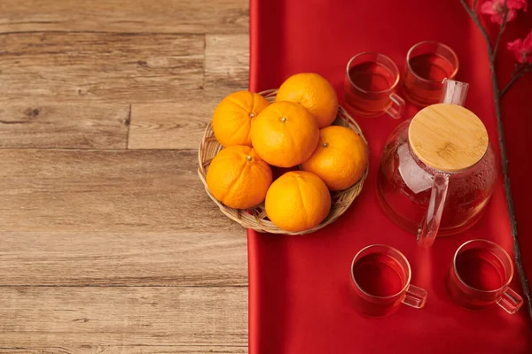 Chá e tangerinas para Tet — Fotografia de Stock