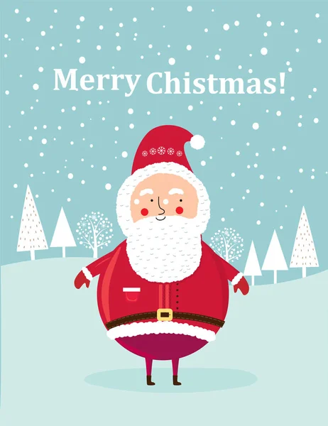 Tarjeta Año Nuevo Con Santa Claus Bosque Invierno Gráficos Vectoriales — Vector de stock