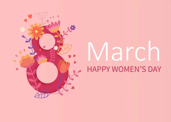 Marca Szczęśliwego Dnia Kobiet Kwiatowa Kartka Życzeniami Międzynarodowe Ilustracja Wakacje Wektory Stockowe bez tantiem