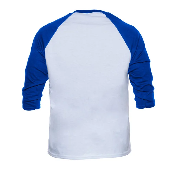 Κενό Μανίκι Raglan Shirt Mock Templates Έγχρωμη Μπλε Πίσω Όψη — Φωτογραφία Αρχείου