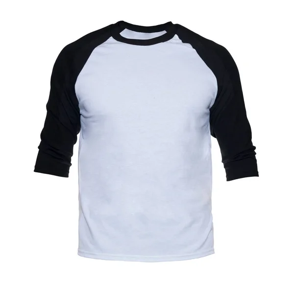 空白袖子拉格兰T恤造型模板颜色为白色 正面为白色背景 — 图库照片
