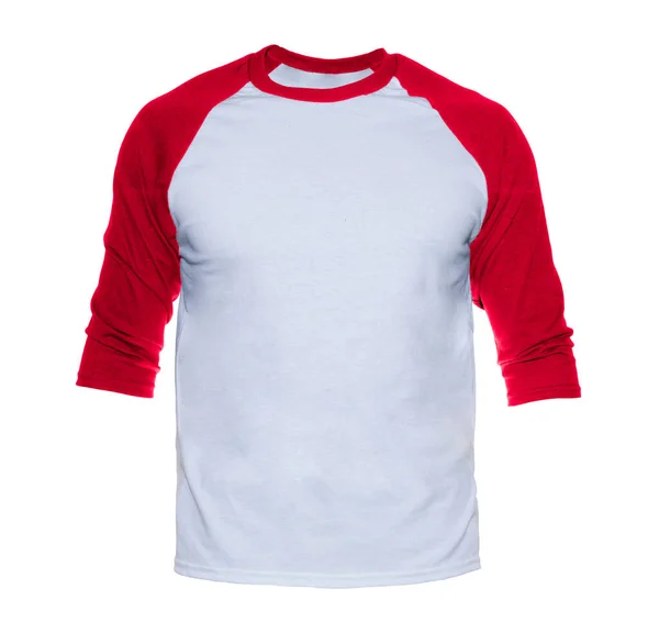 Manica Bianca Raglan Shirt Modello Modelli Colore Bianco Rosso Vista Immagini Stock Royalty Free