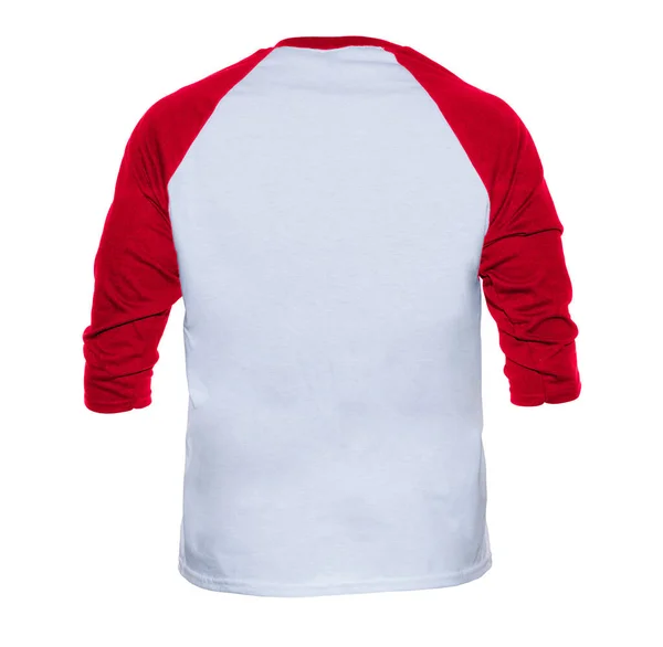 Manica Bianca Raglan Shirt Modello Modelli Colore Bianco Rosso Vista Foto Stock Royalty Free