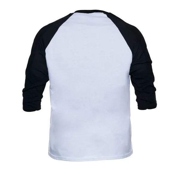 Manica Bianca Raglan Shirt Modello Modelli Colore Bianco Nero Vista Immagine Stock