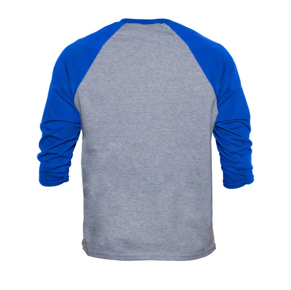 Manica Bianca Raglan Shirt Modello Modelli Colore Grigio Blu Vista — Foto Stock