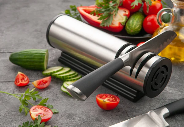 Electric Knife Sharpener Cylindrical Shape Made Metal — Stock Photo, Image