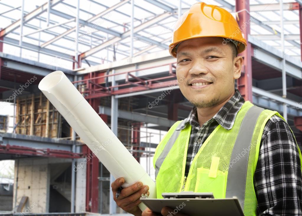 Portrait of construction worker at construction site