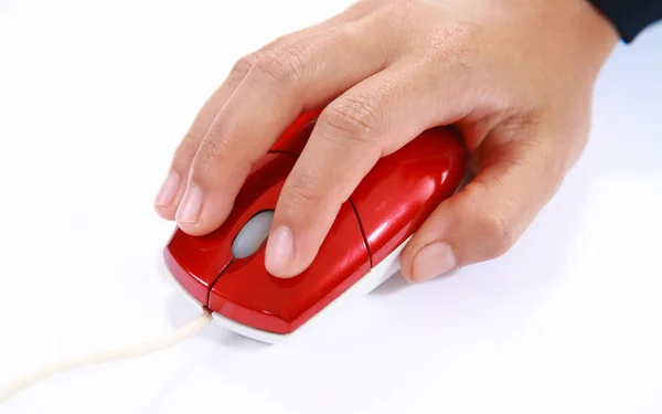 Hand using a mouse computer — Stock Photo, Image