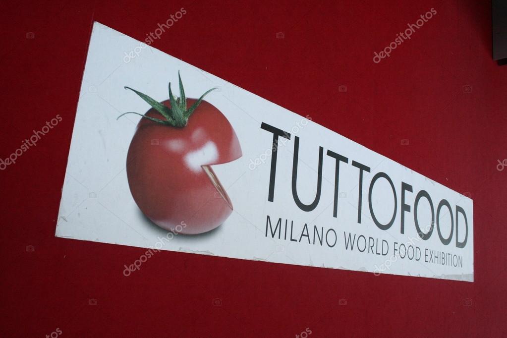 Walking on logo at the entrance of Tuttofood 2009, World Food Exhibition June 10, 2009 in Milan, Italy.
