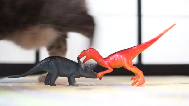 Игрушечные динозавры — стоковое видео
