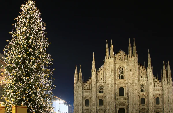 Inauguración de luces de árbol de Navidad, Milán, Italia — Foto de Stock