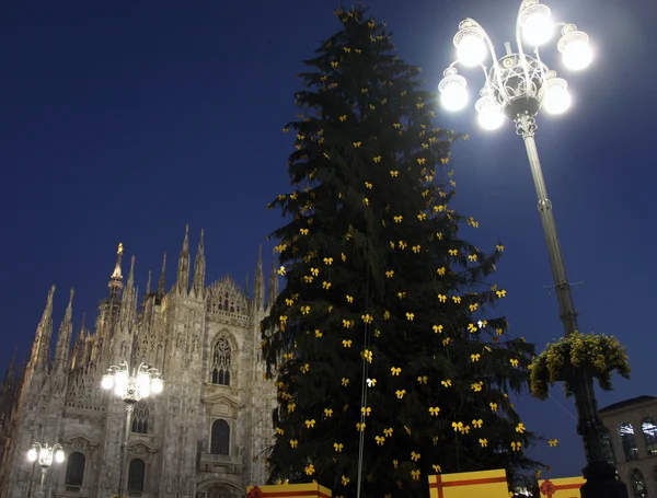 Noel ağacı ışıkları açılışı, milano, İtalya — Stok fotoğraf