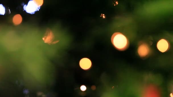 Efek lampu berwarna, latar belakang pohon Natal — Stok Video