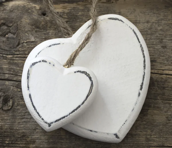 White wooden hearts — Stock Photo, Image