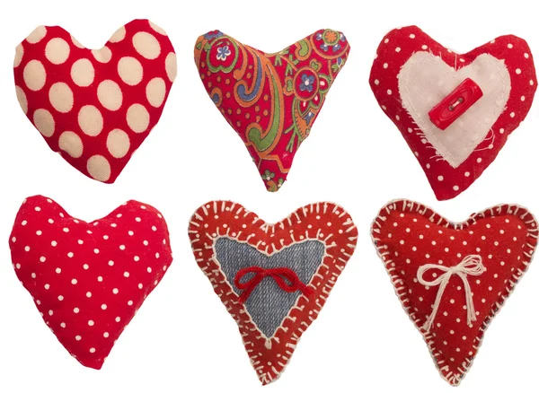 Collection of textile hearts — Stock Photo, Image