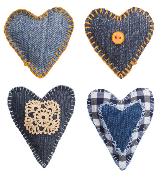 Collection of textile hearts — Stock Photo, Image