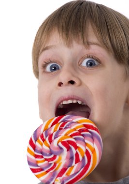lolipop ile mutlu çocuk