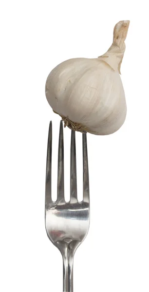 Garlic on the fork, diet concept — Stock Photo, Image