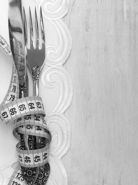 Tenedor y cuchillo, menú de dieta — Foto de Stock