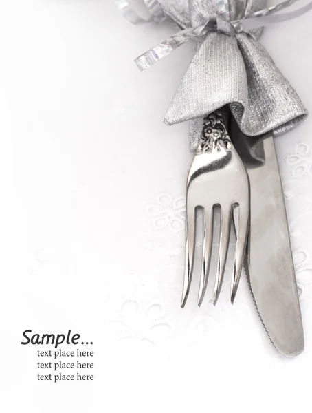 Fork and knife with plate — Stock Photo, Image