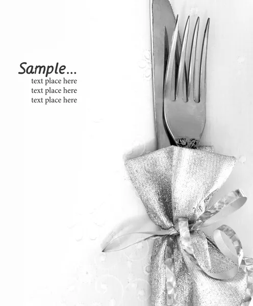 Forchetta e coltello con piastra — Foto Stock