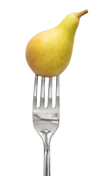 Pear on the fork, diet — Stock Photo, Image