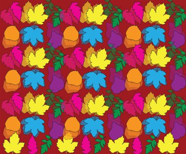 renkli yaprakları desen