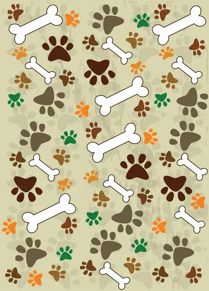 Dog paws and bones — Stock Vector