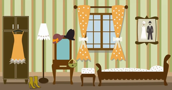 Ilustración de dormitorio vintage — Vector de stock