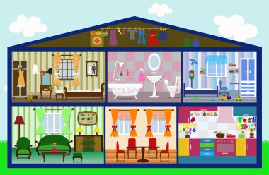 Bir kesim şirin evde. vektör çizim