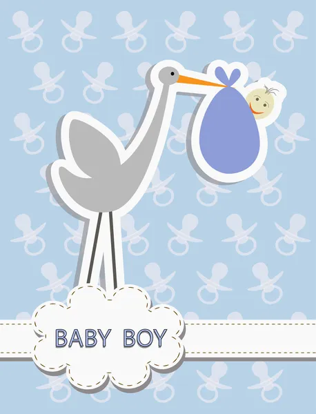 Det är en pojke, stork med en baby — Stock vektor