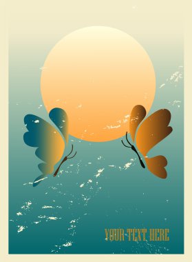 uçan kelebekler ile retro günbatımı