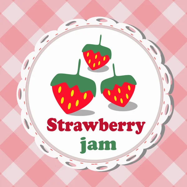 Strawberry jam, geïllustreerde etiket — Stockvector