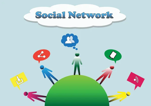 Illustrazione dei social network — Vettoriale Stock