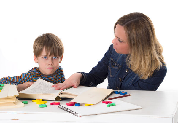 Mother teaching her child