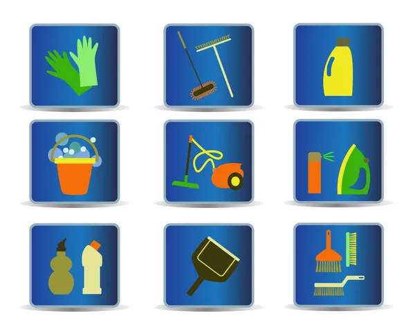 Iconos herramientas de limpieza — Vector de stock