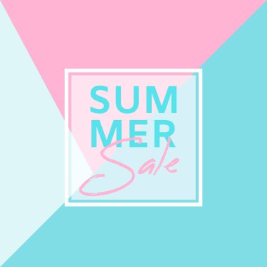 Summer sale banner. Summer Sale phrase on blue and pink background. Vector illustration