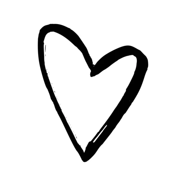 Black Hand Drawn Heart White Background Vector Design Element Valentine — ストック写真