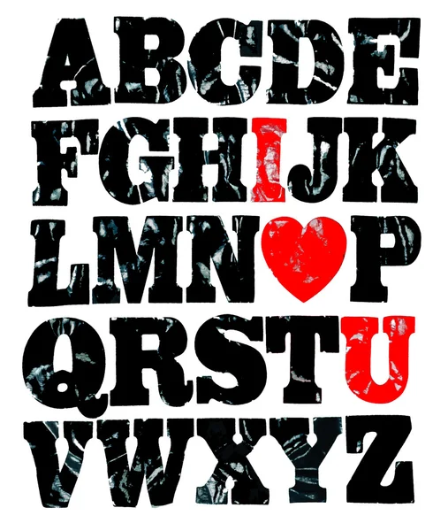 Πλήρες αγγλικό αλφάβητο grunge στυλ, σε λευκό φόντο ロイヤリティフリーのストック画像