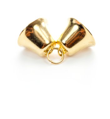 Beyaz arkaplanda altın çan