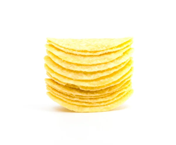 Potatischips chips på vit bakgrund — Stockfoto