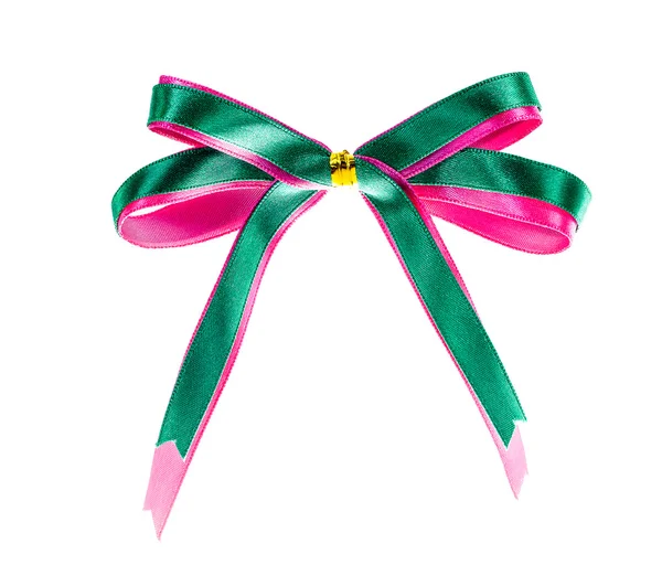 Two tone color gift bow with ribbon isolate — Stock Photo, Image