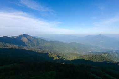 puslu dağ peyzaj mavi gökyüzü bulutlu erken Tarih
