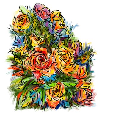 Gül: renkler-kalem eskiz defteri