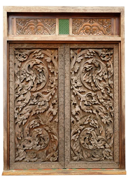 Ancient wood doors Lanna Thai style — Stock Photo, Image