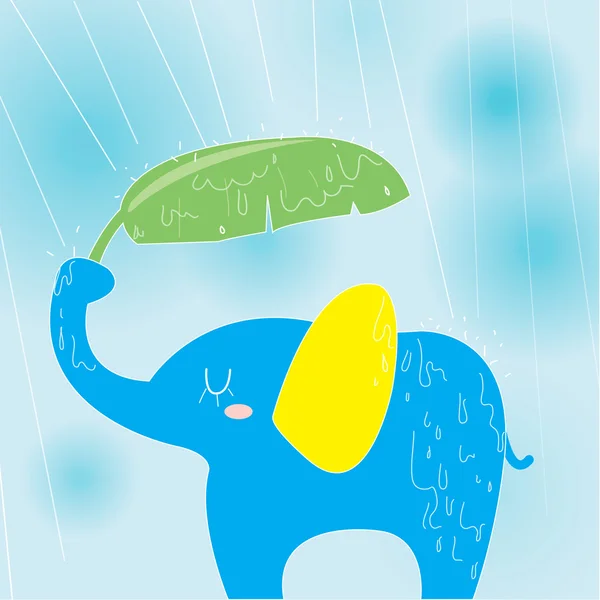 Olifant op regenachtige dag — Stockvector